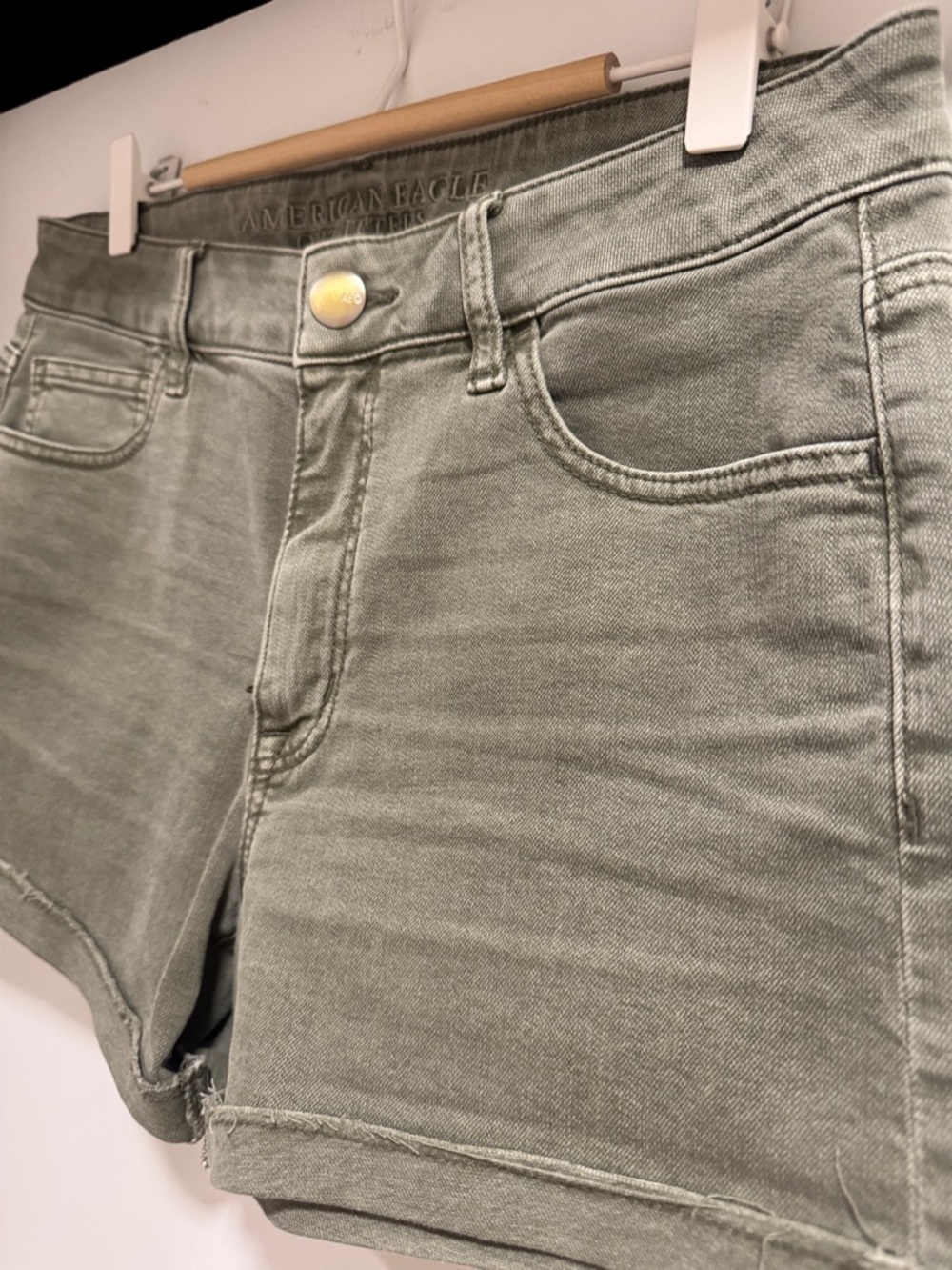 American Eagle Outfitters Olive Green Denim Short Shorts - Picture 5 of 8
